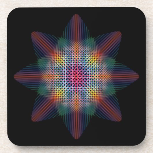 黒トリップ（幻覚体験）のような数々の面の色の星 コースター (正面)