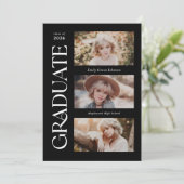 黒トレンディーセリフ複数写真の卒業 案内状 (スタンド正面)
