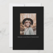 黒トレンディーセリフ複数写真の卒業 案内状 (裏面)