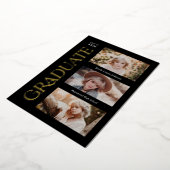 黒トレンディーセリフ複数写真の卒業 箔招待状 (回転した状態)