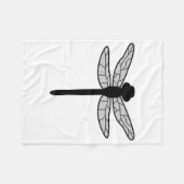 黒トンボのシルエット（白） フリースブランケット (正面(横))