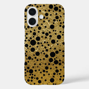黒ドットフェイク金ゴールド iPhone 16ケース