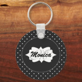 黒ドット基本丸ボタンキーチェーン キーホルダー (正面)