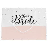 黒ドット模様ピンクストライプ色 ラージペーパーバッグ (正面)