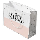 黒ドット模様ピンクストライプ色 ラージペーパーバッグ (裏面アングル)