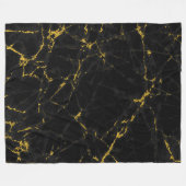 黒ナチュラル大理石金ゴールドアクセント フリースブランケット (正面(横))