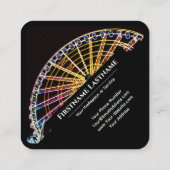 黒ネオエレガントスタイル観覧車イエローライト スクエア名刺 (裏面)