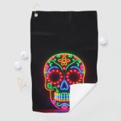 黒ネオン糖スカル/死んだ日 ゴルフタオル (インサイチュ)