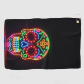 黒ネオン糖スカル/死んだ日 ゴルフタオル (横)