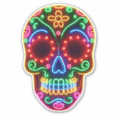 黒ネオン糖スカル/死んだ日 シール (正面)