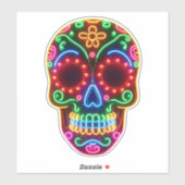 黒ネオン糖スカル/死んだ日 シール (シート)