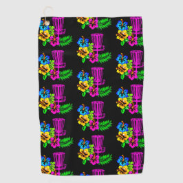 黒ハイビスカスタオル ゴルフタオル