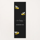 黒ハチ幸せでぶつぶつ蜂の夏のおもしろいユーモア名 ヨガマット (正面)