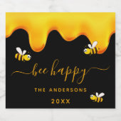 黒ハチ幸せでぶつぶつ蜂の甘い蜂蜜 スパークリングワインラベル (シングルラベル)