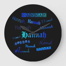 黒ハナの青の色合い ラージ壁時計