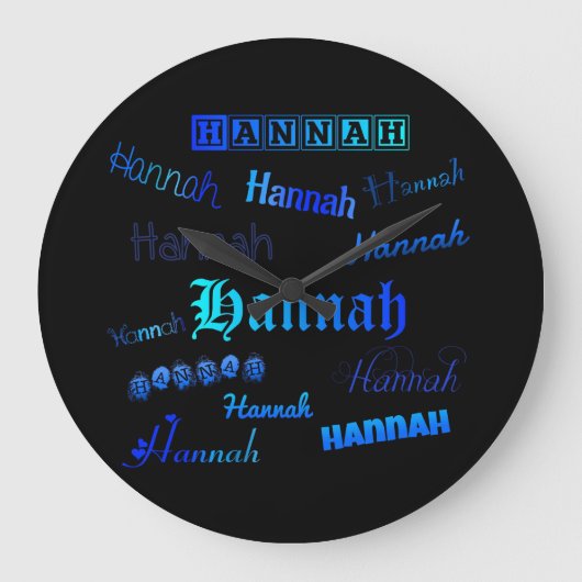 黒ハナの青の色合い ラージ壁時計 (正面)