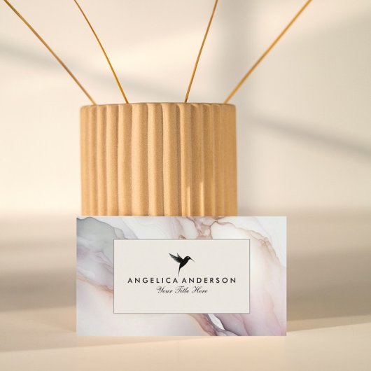 黒ハミング鳥大理石テクスチャ名刺 名刺