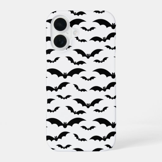 黒ハロウィーンこうもりパターン iPhone 16ケース (裏面)