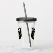 黒ハロウィーンキャットオレンジ色の白アクセントの頭 アクリルタンブラー (左)