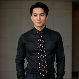 黒ハロウィーンスカル眼球骨パターン ネクタイ