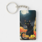 黒ハロウィーン猫 キーホルダー (正面)