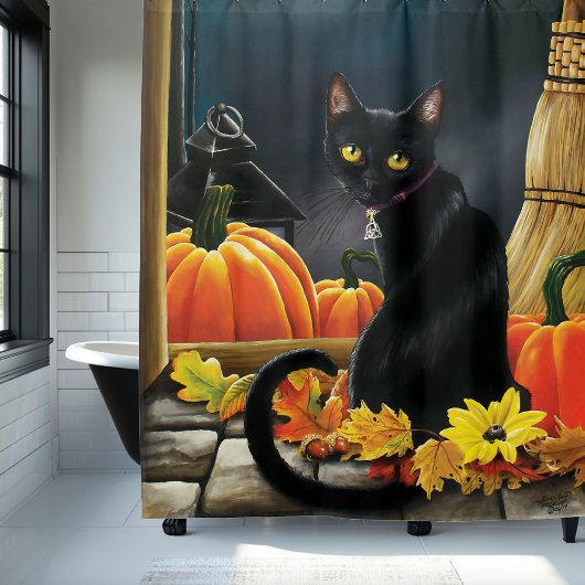 黒ハロウィーン猫 シャワーカーテン