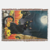 黒ハロウィーン猫 スローブランケット (正面)