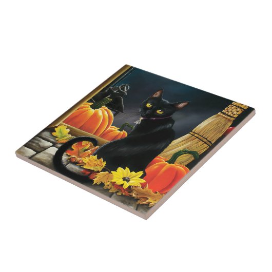 黒ハロウィーン猫 タイル (側面)