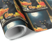 黒ハロウィーン猫 ラッピングペーパー (ロールコーナー)