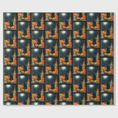 黒ハロウィーン猫 ラッピングペーパー (フラット)