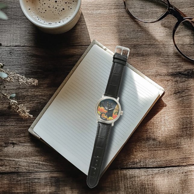 黒ハロウィーン猫 腕時計 (クリエイターアップロード済み)