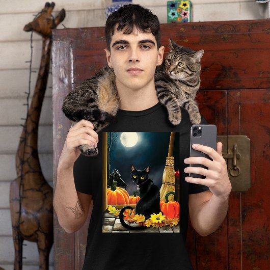 黒ハロウィーン猫 Tシャツ