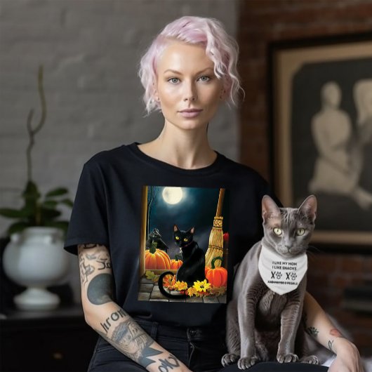 黒ハロウィーン猫 Tシャツ