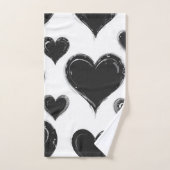 黒ハートバスタオルセット バスタオルセット (ハンドタオル)