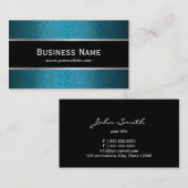 黒バナモダンーティール(緑がかった色)グリッター名刺 名刺 (正面/裏面)