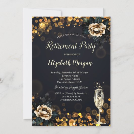 黒バラドット退職 招待状 (正面)