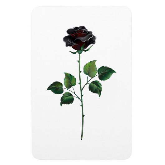 黒バラ花 マグネット (縦)