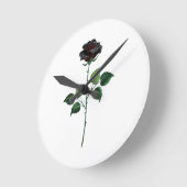 黒バラ花 ラウンド壁時計 (傾斜)
