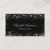 黒バラ金ゴールドグリッターエレガントダストQRコード 名刺 (正面)