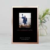 黒バラ金ゴールド枠卒業発表カード 箔招待状 (立ち正面)