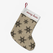 黒バ素朴ラフェイクップ雪片パターン スモールクリスマスストッキング (正面 (吊り時))