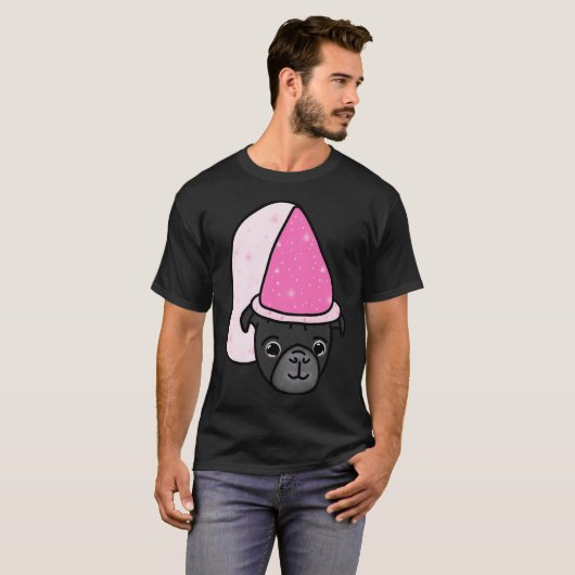 黒パグお姫様 Tシャツ (正面フル)