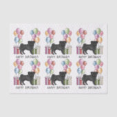 黒パグの犬 カラフルなパステル色の誕生日おめでとう 薄葉紙 (正面)