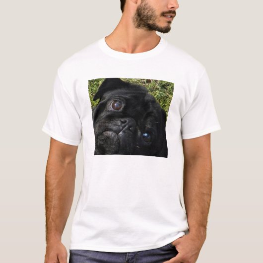 黒パグの目 Tシャツ (正面)