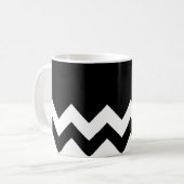 黒パターン黒及び白ジグザグ形 コーヒーマグカップ (正面左)