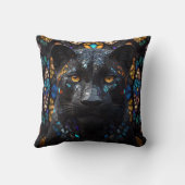 黒パンサーモザイクのステンドグラス クッション (裏面)