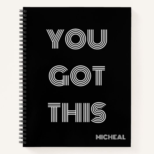 黒パーソナライズされたい得こやる気を起こさせるれ ノートブック (正面)