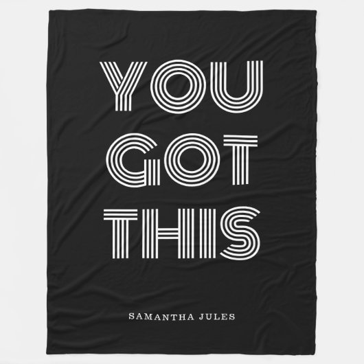 黒パーソナライズされたい得こやる気を起こさせるれ フリースブランケット (正面)