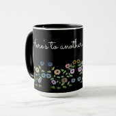 黒パーソナライズされたい花のマグカップ マグカップ (正面左)