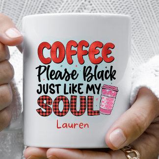 黒パーソナライズされたおもしろいお願いコーヒーマグ コーヒーマグカップ